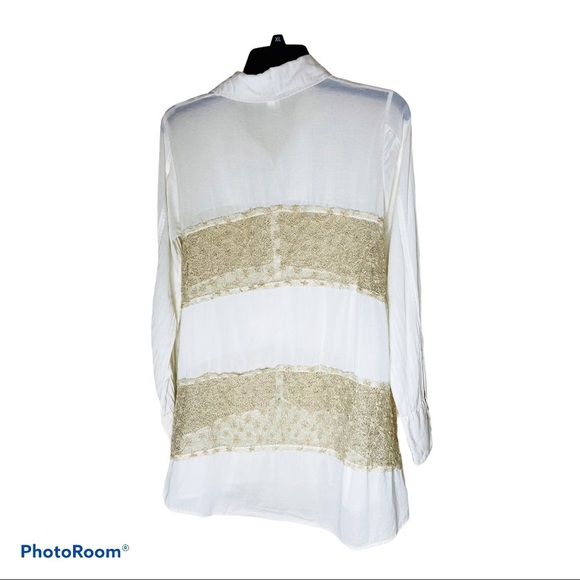 Free People We The Free Cream/Beige Blouse W/Lace Sz XS/TP - Picture 2 of 7
